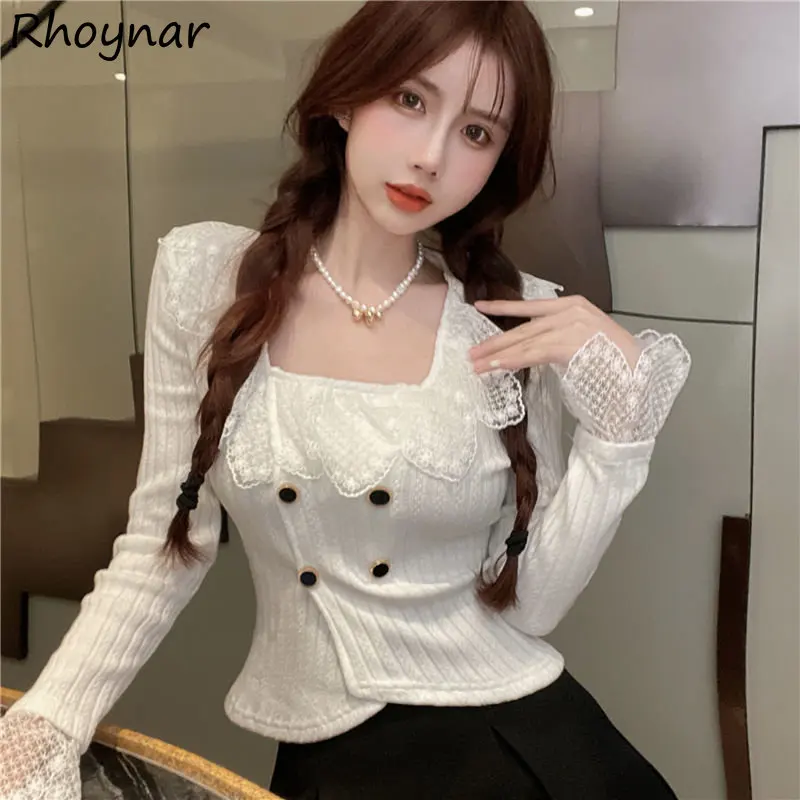 

Женский Свитер, пуловеры, дизайнерский укороченный топ с оборками и квадратным вырезом, милая мягкая женская одежда Y2K, шикарный Милый Свитер для женщин