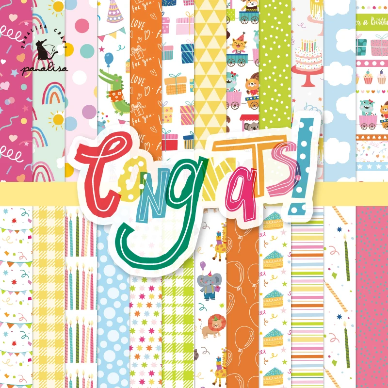 

Panalisacraft 24 sheets 6"X6" 2 styles of Birthday Scrapbook paper Scrapbooking patterned paper pack DIY craft Background paper