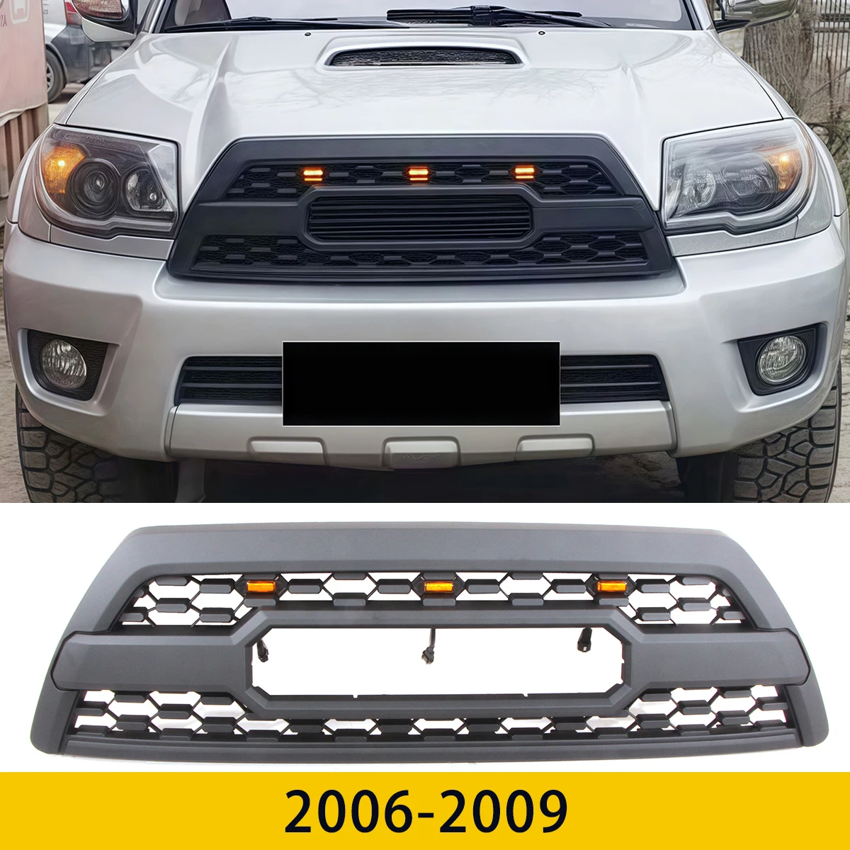 ブラックグリル（ライト付き）トヨタ 4ランナー 1996-2002 2003-2005