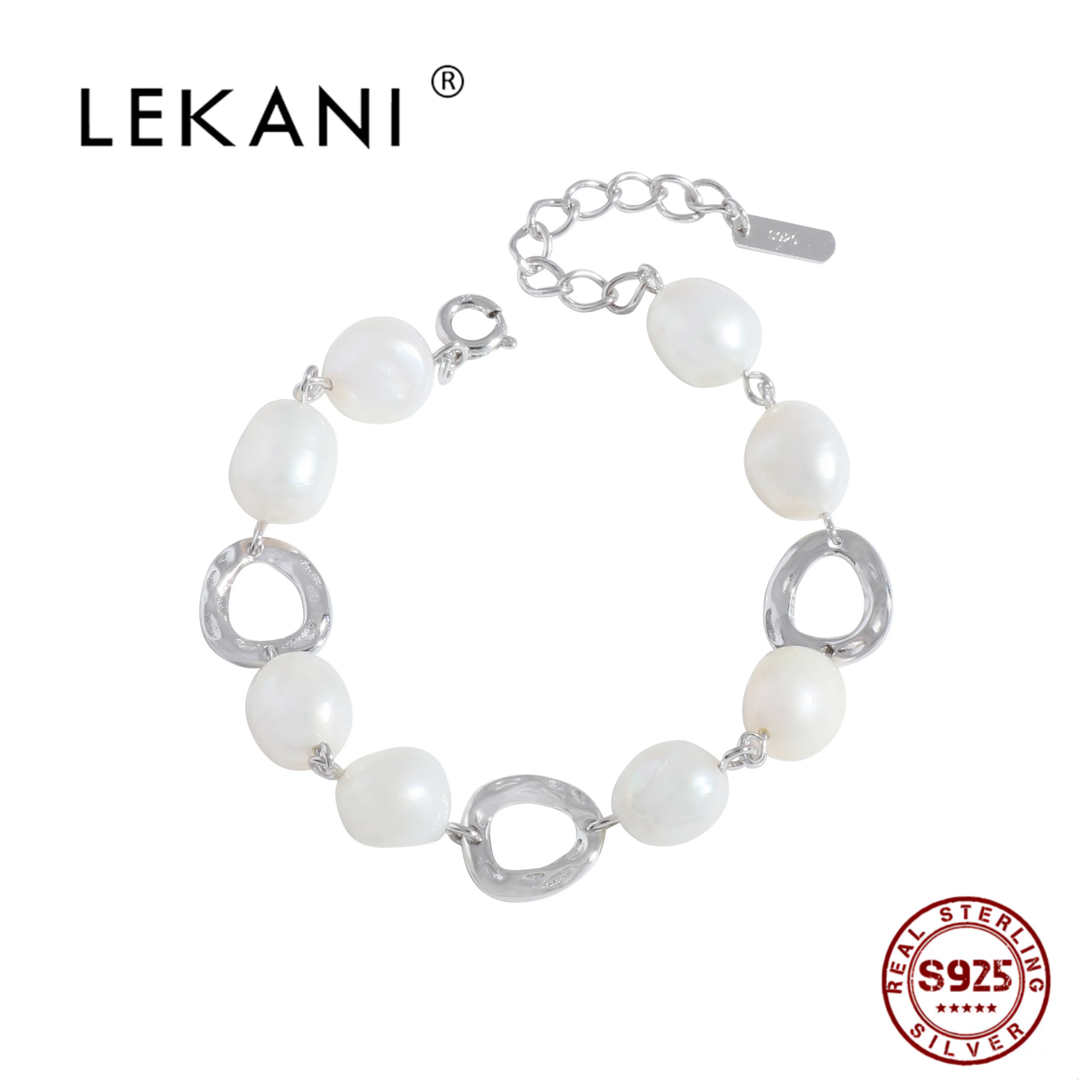 

LEKANI Fresh Water Baroque Pearl 925 Sterling Silver Bracelet For Women Fine Sweet Jewerely For Woman Dinner Party Girls Gifts