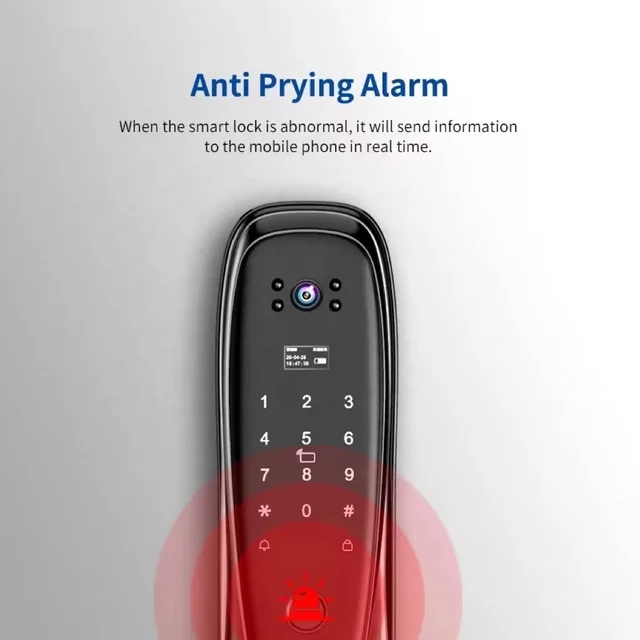 New Arrival Tuya Smart Door Lock Fingerprint Digital Wifi Lock Connected Camera Monitor Send Photo To Mobile 4