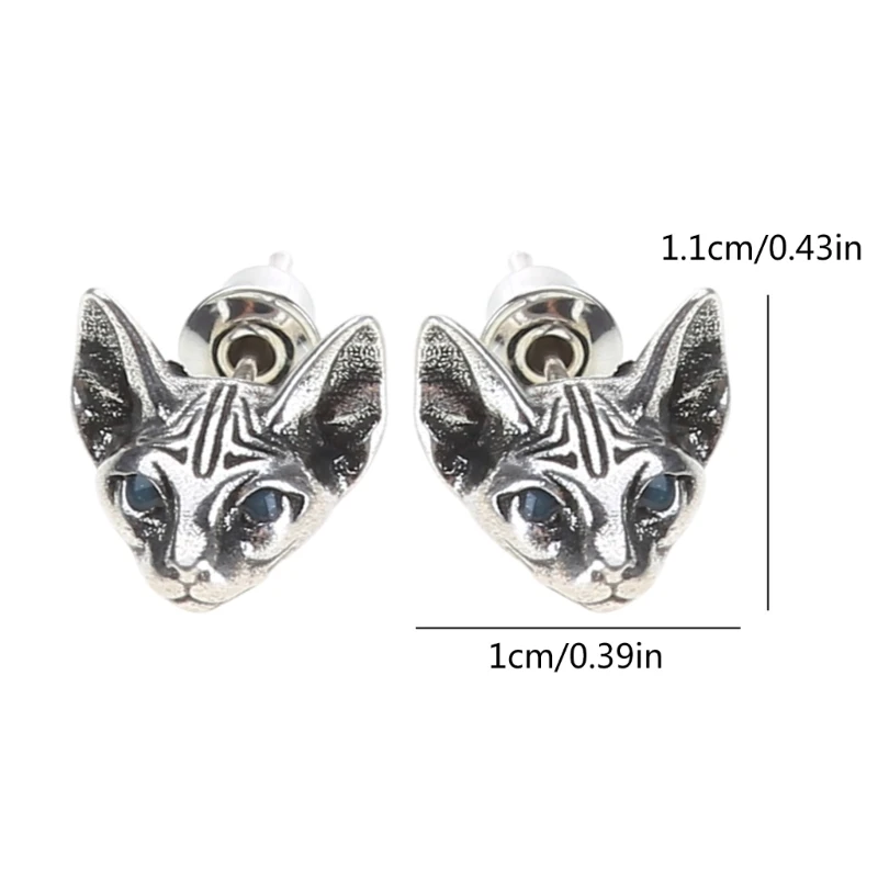 1 Pair Vintage Sphink for Cat Studs Earrings Hypoallergenic Punk Cats Earrings Gothic Cool Earrings Unisex Fashion Jewel Y08E 6
