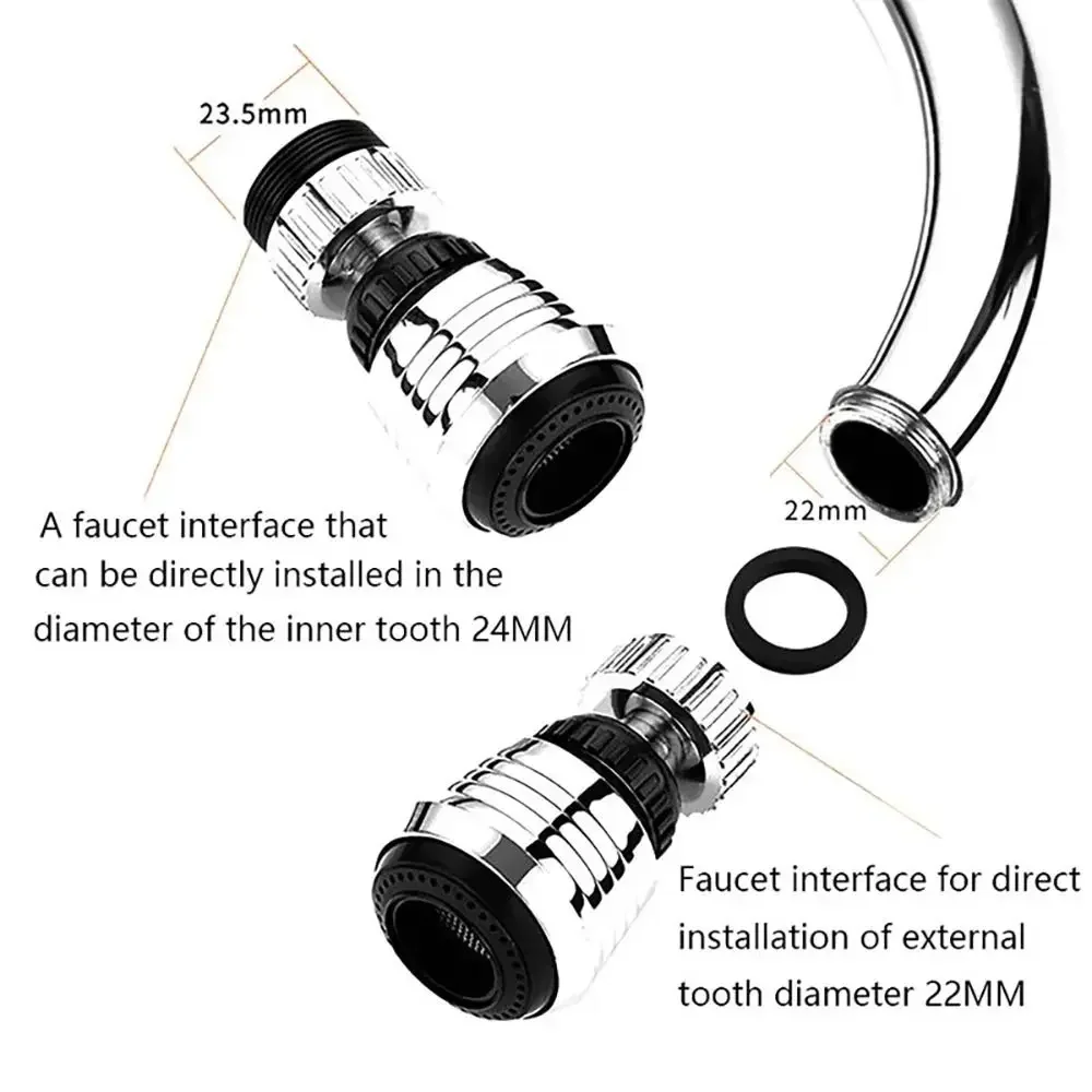 Description Picture 2 of item360 Degree Faucet Rotating Bubbler Filter Nozzle Booster Nozzle Extender Anti Splash Head Water Saver Bathroom Kitchen Tools