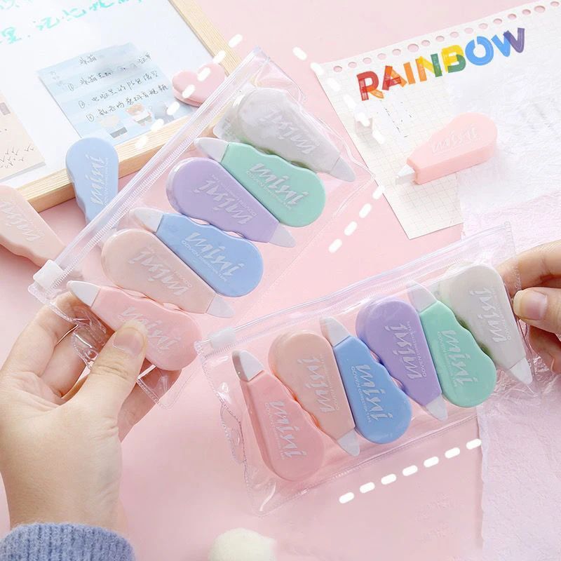 

6pcs/set Morandi Color Correction Tapes Korean Stationery Cute White Out Correction Band Student Writing Tools for School Office