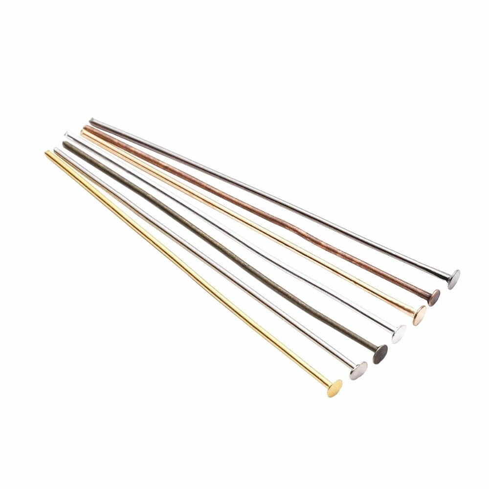 100-200pcs 15/20/25/30/35/40/45/50/60mm Flat Needle Eye Head Pins Eye Pins Findings For Diy Jewelry Making Jewelry Accessories