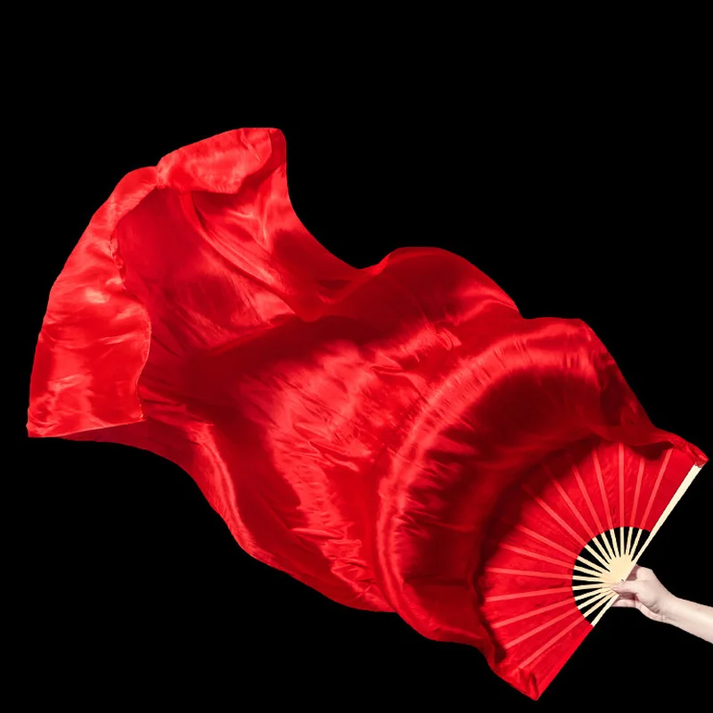 Classical Dance Long Silk Fan Chinese Style Large Red Dance Red Fan Elongated Performance Long Fold