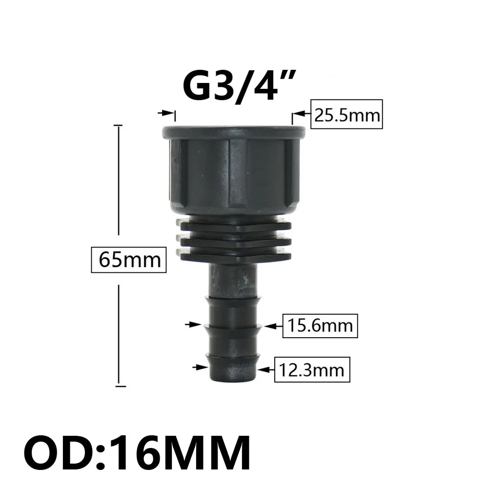 8/16/20/25/32mm Garden PE Tube Connector 1/2 3/4 1" Thread Hose Elbow Barb Coupler Fitting Farm Irrigation PE Pipe Joint 5