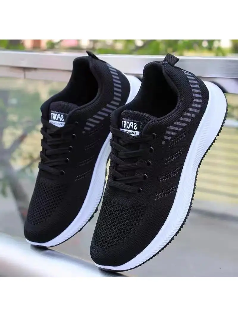 أحذية رجالية للجري، شبكية قابلة للتنفس، أحذية رياضية عادية، كعب مسطح، مقدمة مستديرة، ماركة صينية، كود خصم، ربيع 2025