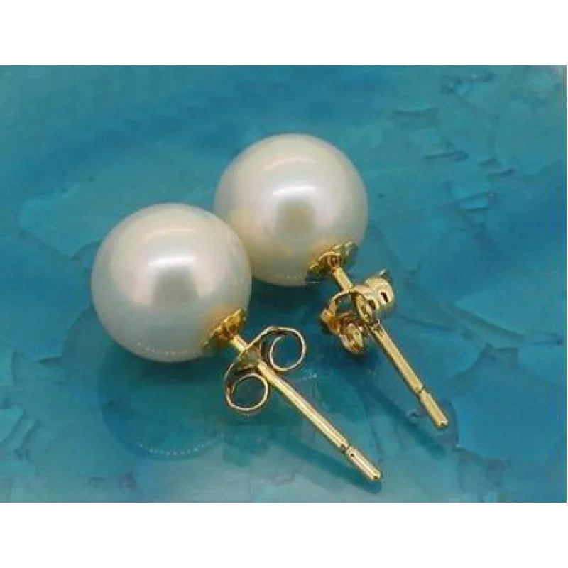 

luxury Noble jewelry Genuine 9-10mm AAA white south sea pearl earring