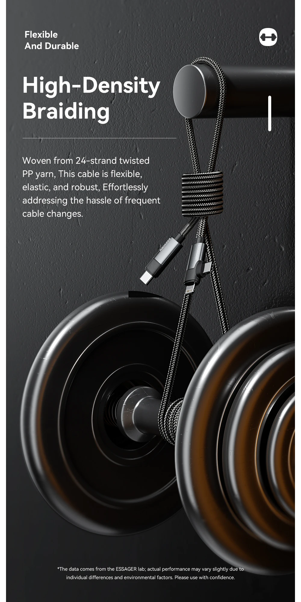 Essager PD 65W Max 2 في 1 من النوع C إلى النوع C والبرق لهاتف Samsung Xiaomi IPhone 14 13 12 11 Pro Max Xs Plus كابل بيانات