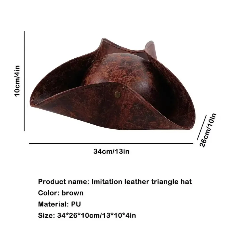 Party Hat Pirate Captain Hat Brown Anti Leather Styling Vintage Button Masquerade COSPLAY Dress Up Photo Props Pirate Kingship Series
