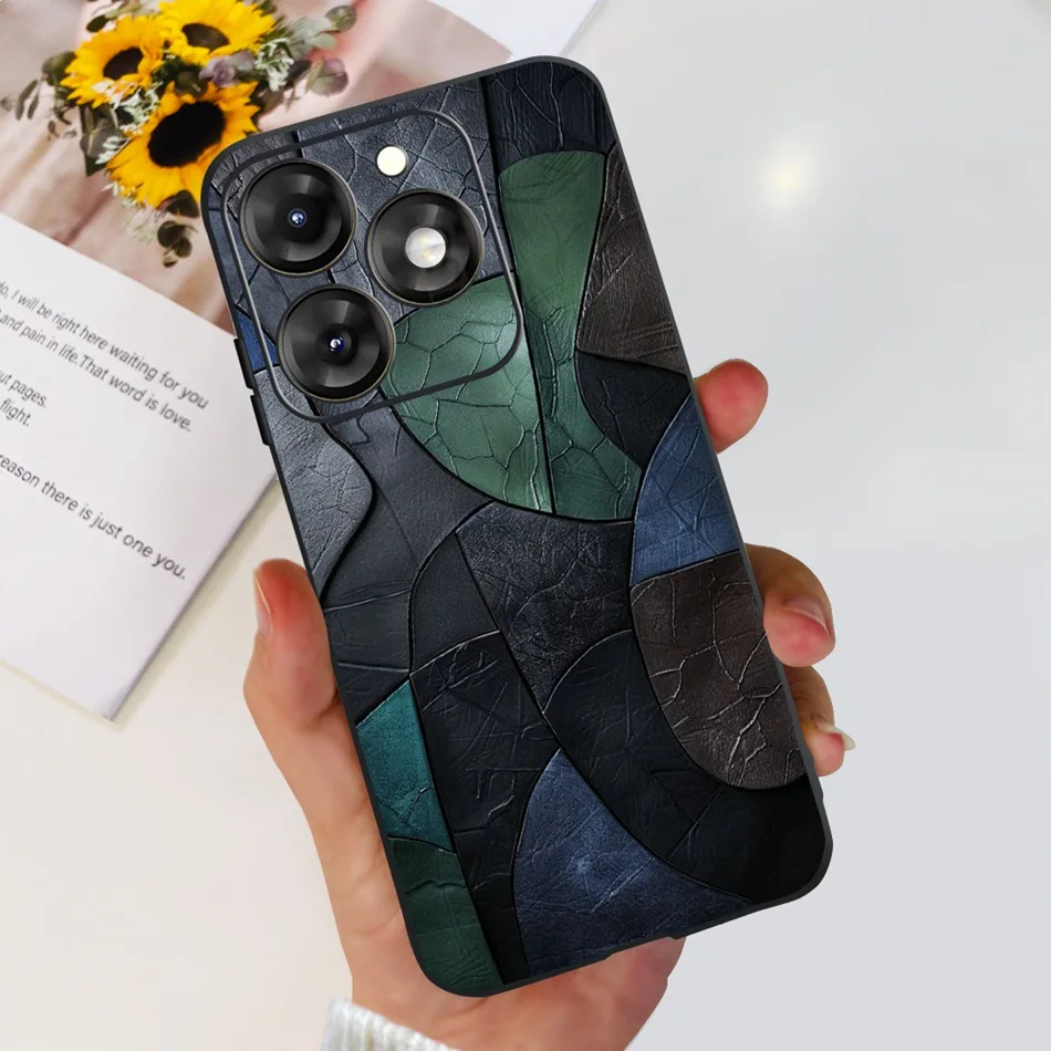 Stylish Black Silicone TPU Phone Case with Fashionable Patterns