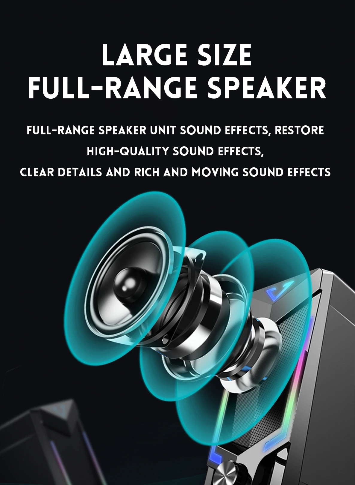 Bluetooth RGB computer speaker, desktop computer speaker, laptop speaker, desktop stereo speaker, USB powered, with LED ambient 4
