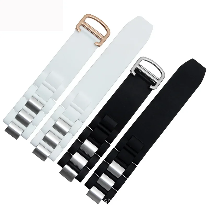 Cinturino In Silicone Di Alta Qualità Con Convesso 20*10Mm Per Cinturino Sportivo Impermeabile Cartier 21 Chronoscaph W10198U2 W10197U2 Belt