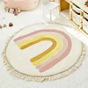 Round Rug with Tassels Bedroom Living Room Decoration Cute Cartoon Kids Carpet Children Area Rugs Home Decor Machine Washable 1