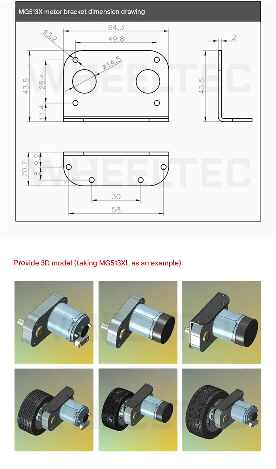 WHEELTEC MG513X, MG513XL DC Gear Motors
