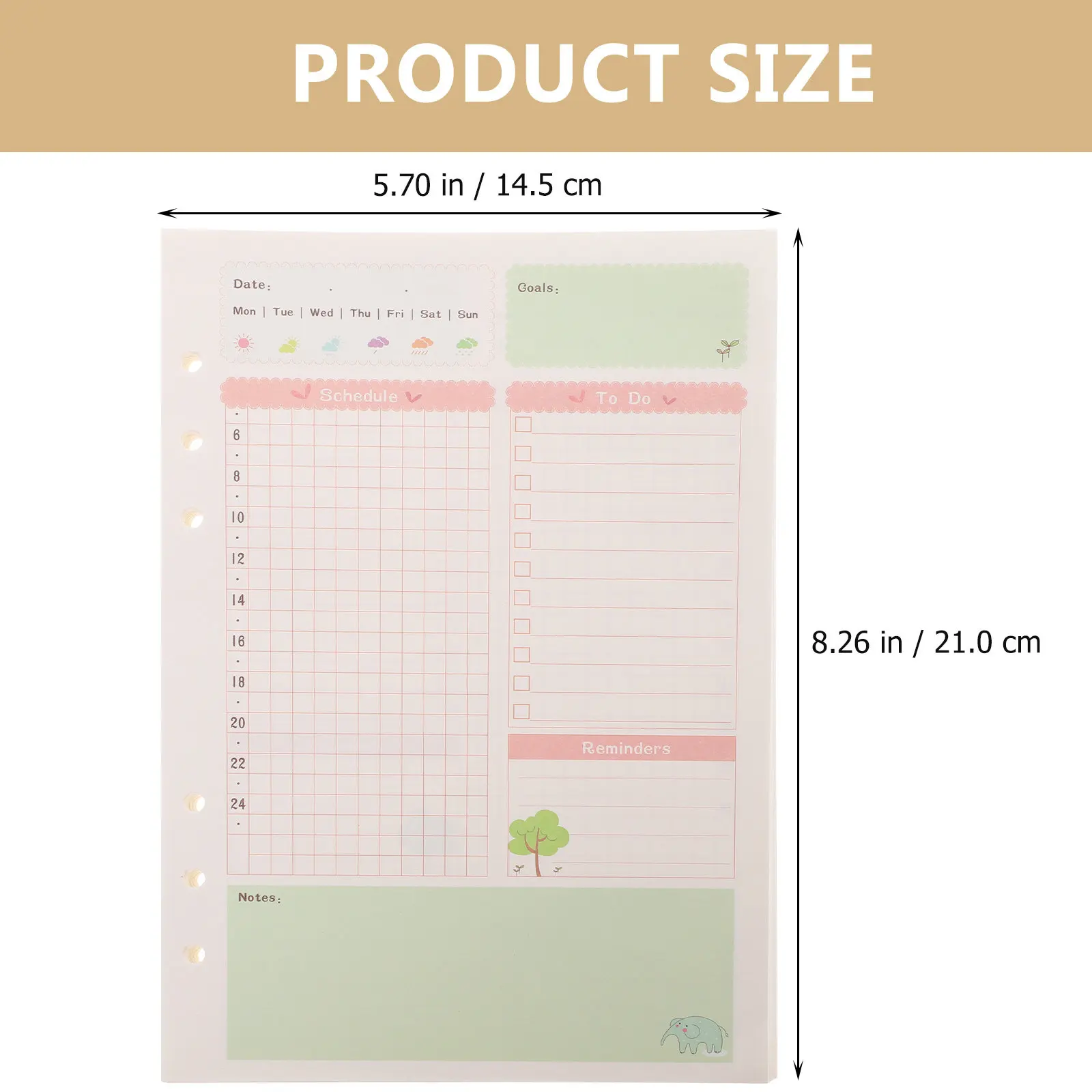1Pcs 핸드 저널 용지 리필 A5 사이즈 다채로운 6 홀 루스 리프 용지 (스파이럴 노트북, 데일리 플래너 노트북용)