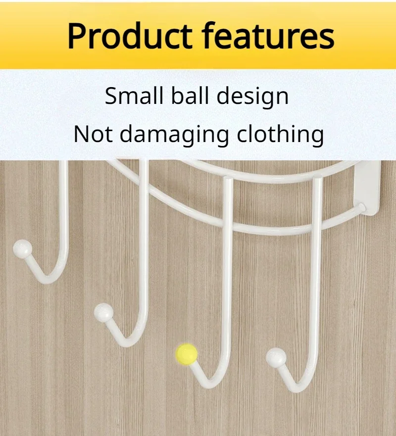 Hooks Over The Door 7Hooks Heart-Shaped Door Hooks Clothes Coat Hat Towel Hanger Bathroom Kitchen Accessories Holder