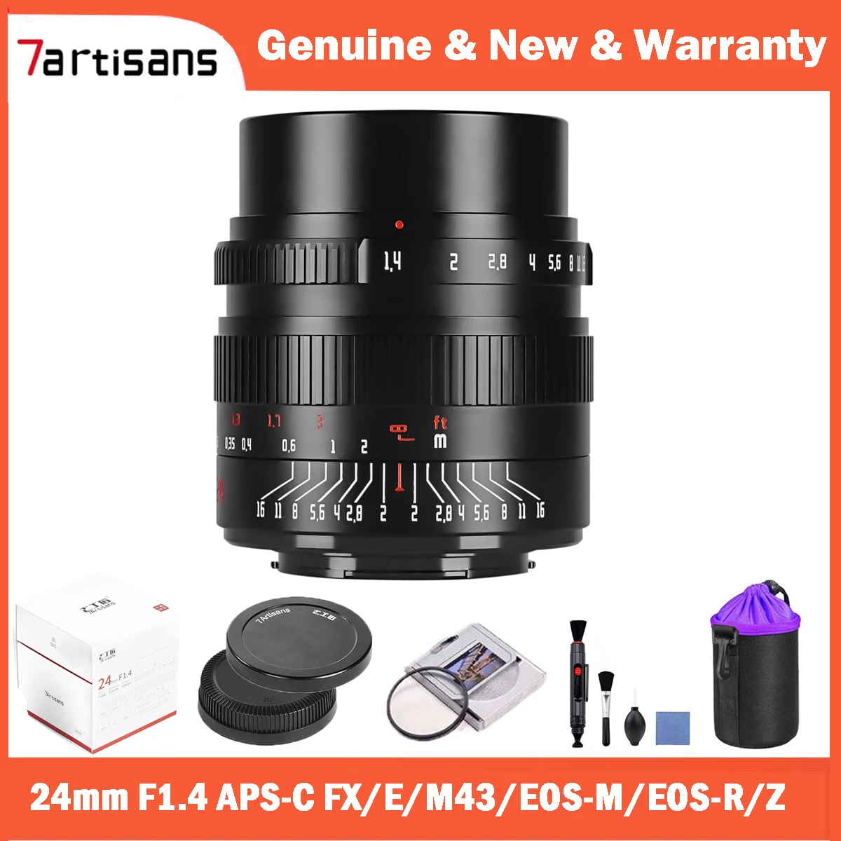 7 Artigiani 24Mm F1.4 Aps-C Obiettivo Grandangolare Per Fuji Fx Sony E Panasonic Olympus M43 Canon Eos-M Canon Rf Nikon Z Mount Fotocamere