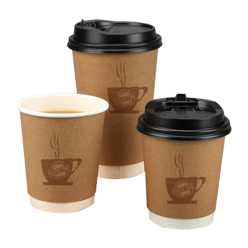 Custom  Custom high-end takeaway cafe hot coffee cups 0.2l 0.3l paper cup custom takeaway food disposable cup ice cream paper coffee paper cup