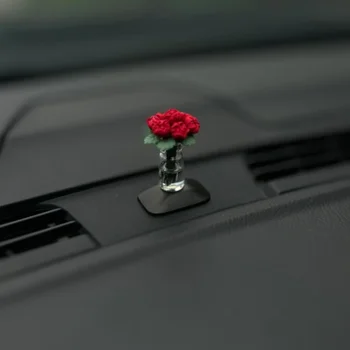 Simpatica decorazione interna per auto Mini vaso di girasole rosa Ornamenti decorativi per console centrale automatica per accessori regali per auto