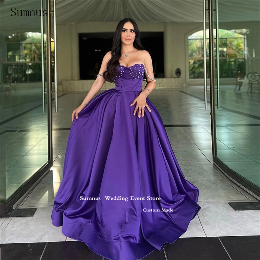 

Sumnus Modern Purple Prom Dresses Long A Line Stain Spaghetti Straps Beadings Dresses For Women 2023 Vestidos De Fiesta Elegante