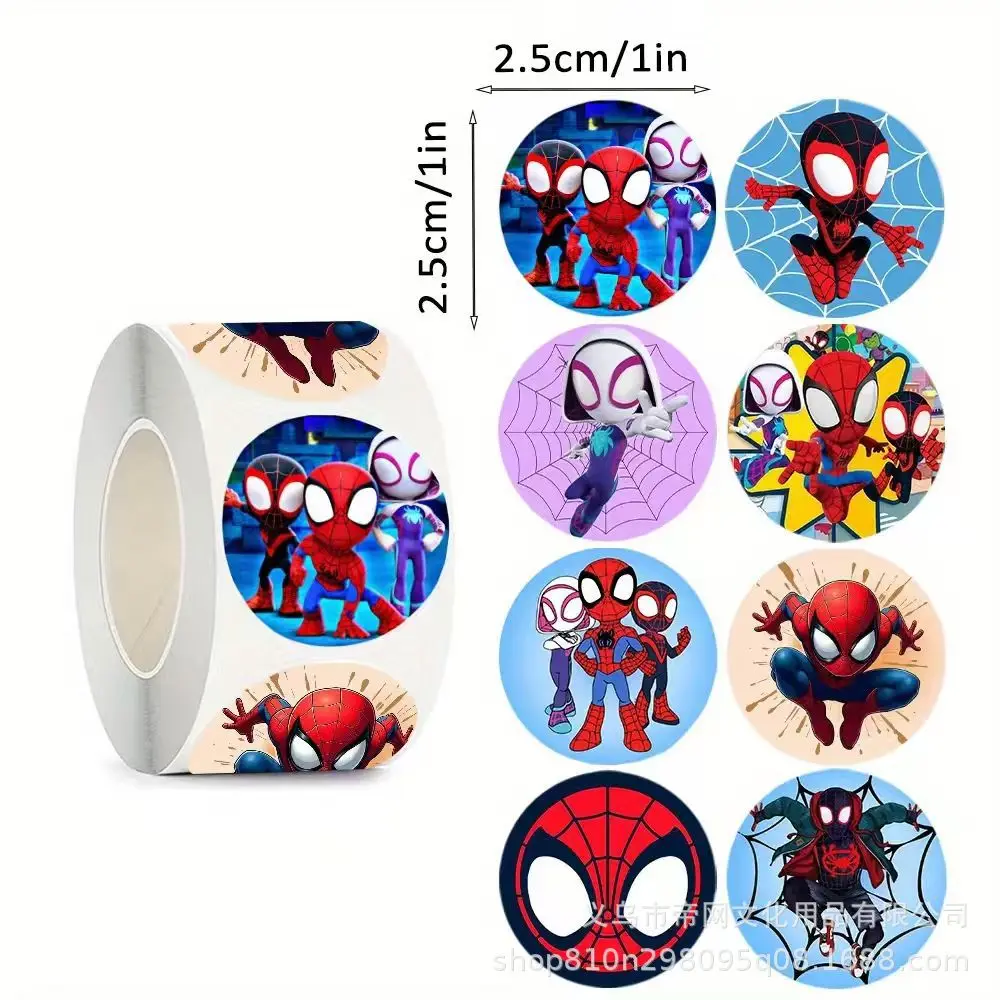 500pcs/롤 귀여운 마블의 어벤저스 슈퍼 히어로 스파이더맨 씰링 스티커 DIY PVC 노트북 데칼 장식 보상 선물 장난감