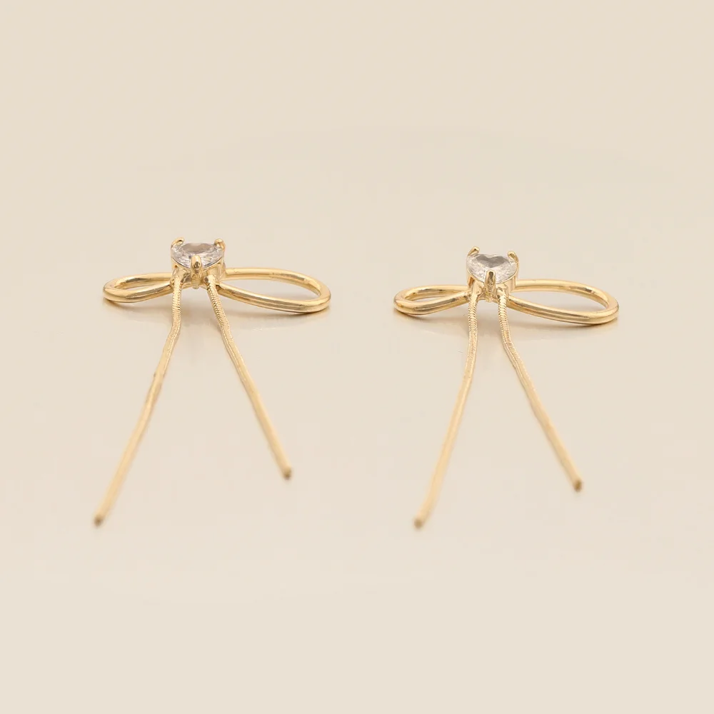 Cordial Design 26*83MM 20Pcs Jewelry Findings & Components/Hand Made/Bowknot Shape/CZ Charms/Genuine Gold Plating/DIY Making - cordial