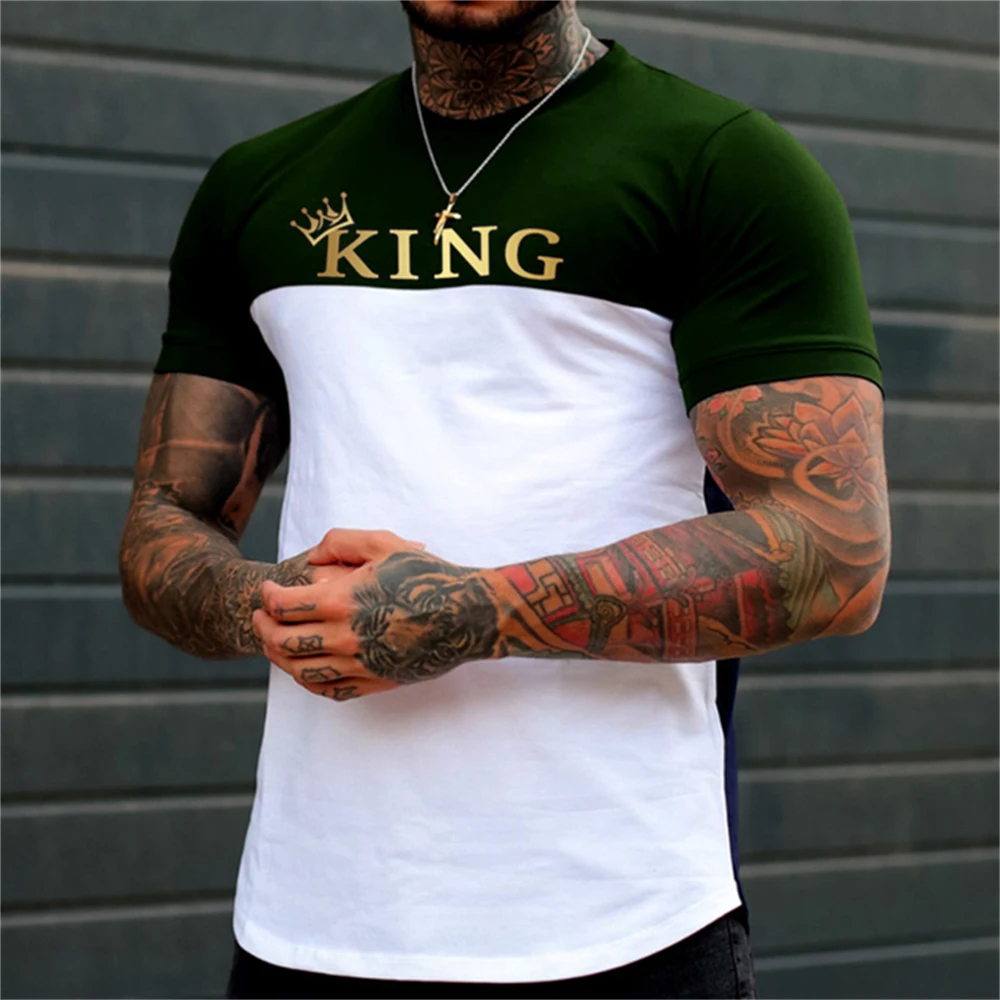 

Simple Men'S T-Shirts Letter Printed Men'S Clothing Daily Casual Short Sleeves Street Fashion Tops Tees Loose Oversized T Shirts