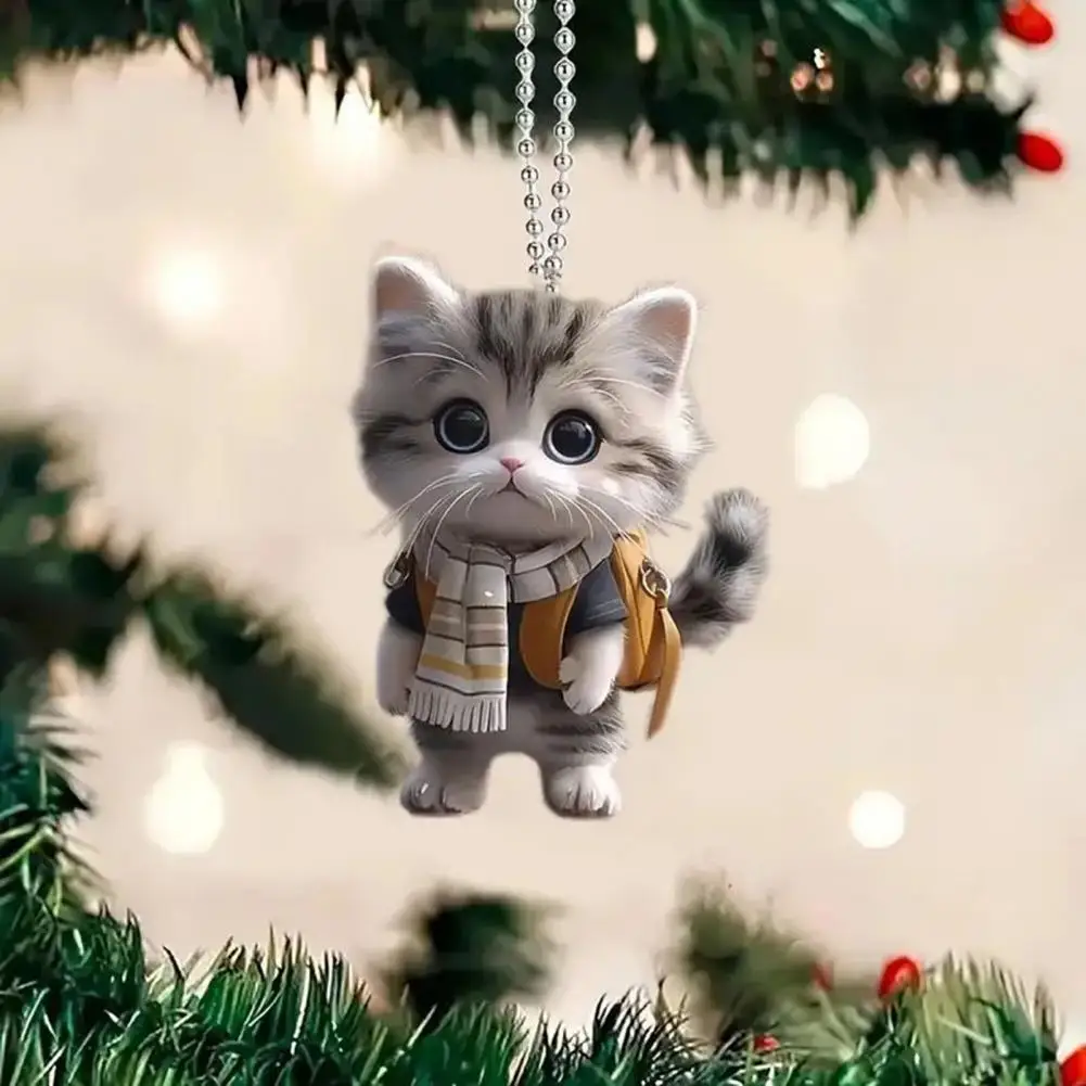 고양이 동물 펜던트 매달려 장식 매는 밧줄 2D 평면 사랑스러운 동물 백미러 장식을 걸기 쉬운
