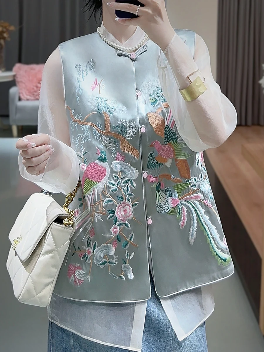 Women's Embroidered Shirt Chinese Style Retro New Vest Outer Wear Top