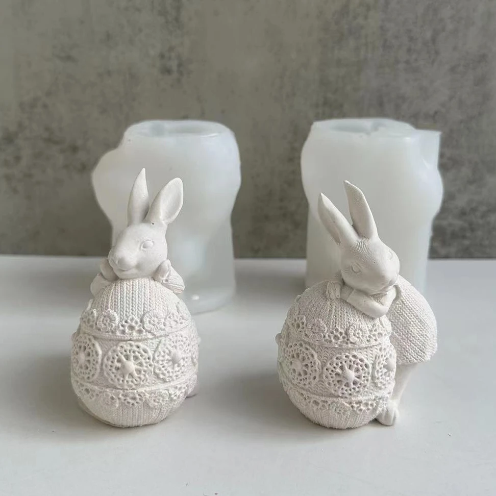 3D Easter Rabbit Egg Stampo In Silicone Candela Profumata Fai Da Te Stampo In Gesso Coniglietto Gesso Stampo In Resina Epossidica Forniture Per La Pro