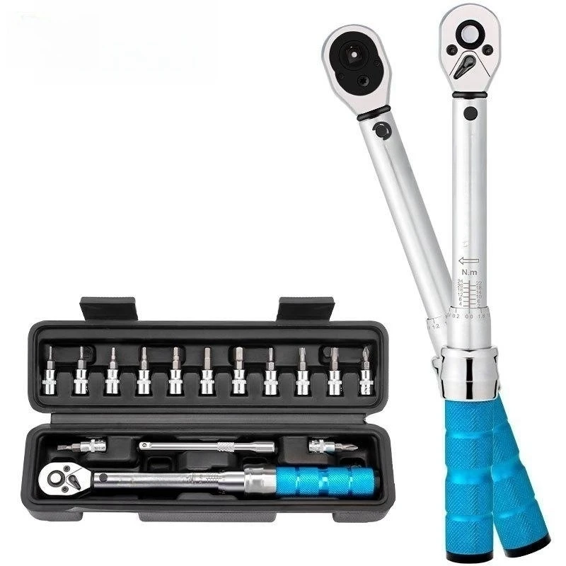 15pcs 1/4 2-24NM adjustable wrench Universal torque wrench  Ratchet Wrench Socket Set Bicycle Repair Tool universal dental implant torque wrench ratchet 16 hex drivers repair tool kits