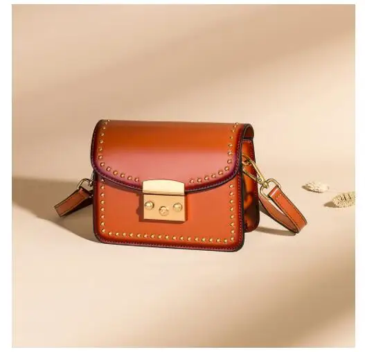 

Bag women 2022 summer small square bag cowhide lock small bag leather 3072