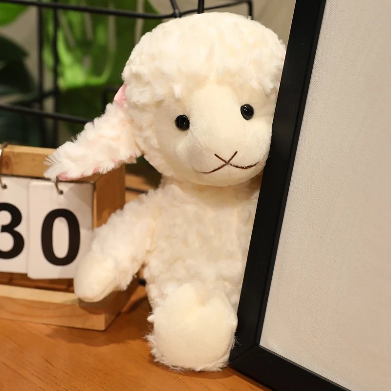 Kawaii Sweet Soft Furry White Sheep Plush Toy 16/22/30cm Cute Cartoon Stuffed Sleeping Doll Ideal Birthday Gift for Kids