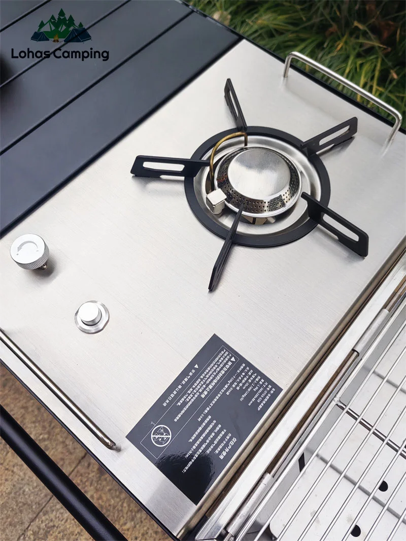 Lohascamping Portable gas IGT burner High power Camping Stove Frying pan Propane Butane Furnace flat Folding Gas Furnace Table