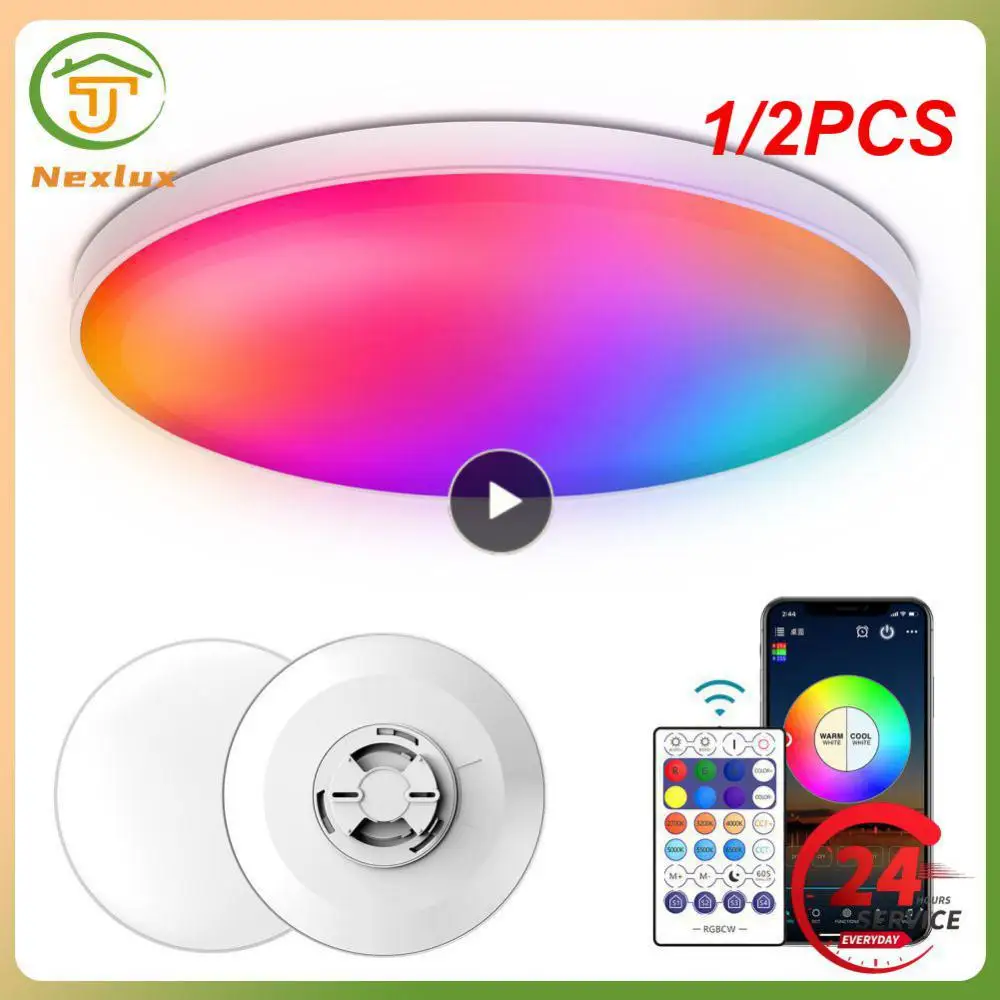 

1/2PCS Smart Ceiling Light WiFi+ 30W 48W RGB Lustre LED Lights APP Voice Control Lamp For Alexa Home Living Room