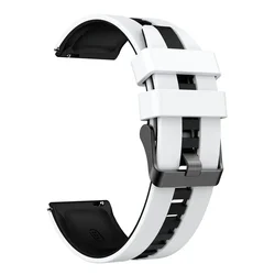 Sports Silicone Watch Strap - 22mm Band Replacement Bracelet for 22mm watchband (White Black)