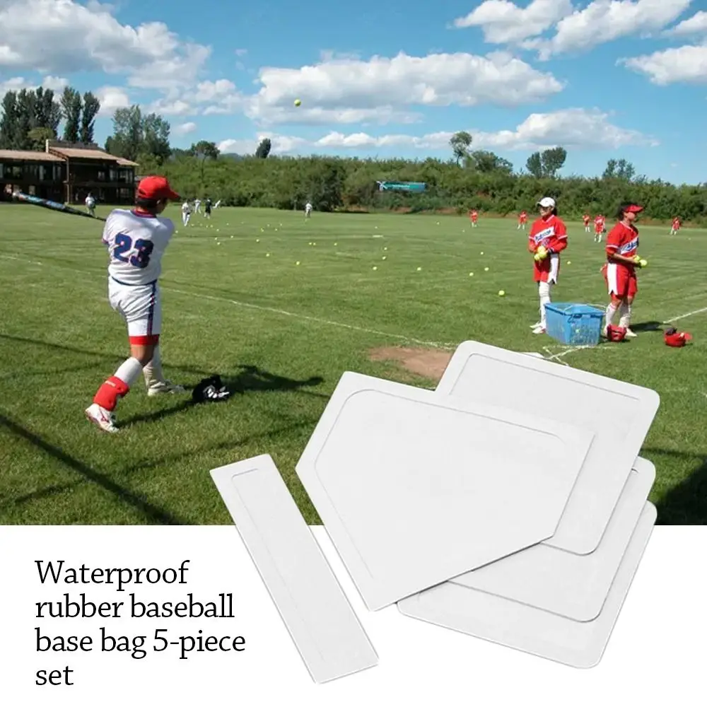 5Pcs/Set Waterproof Baseball Softball Base Set Wear-resistant Practice Team Rubber Field Bases Durable Baseball Field Supplies