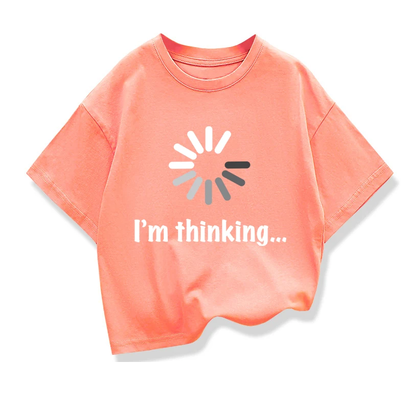 Kids T-shirt High Quality Cotton Funny I‘m Thinking Printed Casual Loose Boys Streetwear Cool T Shirt O-neck Kids Tops Tees