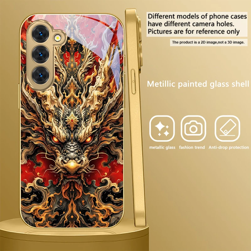 Majestic Golden Eastern Dragon Glass Phone Case