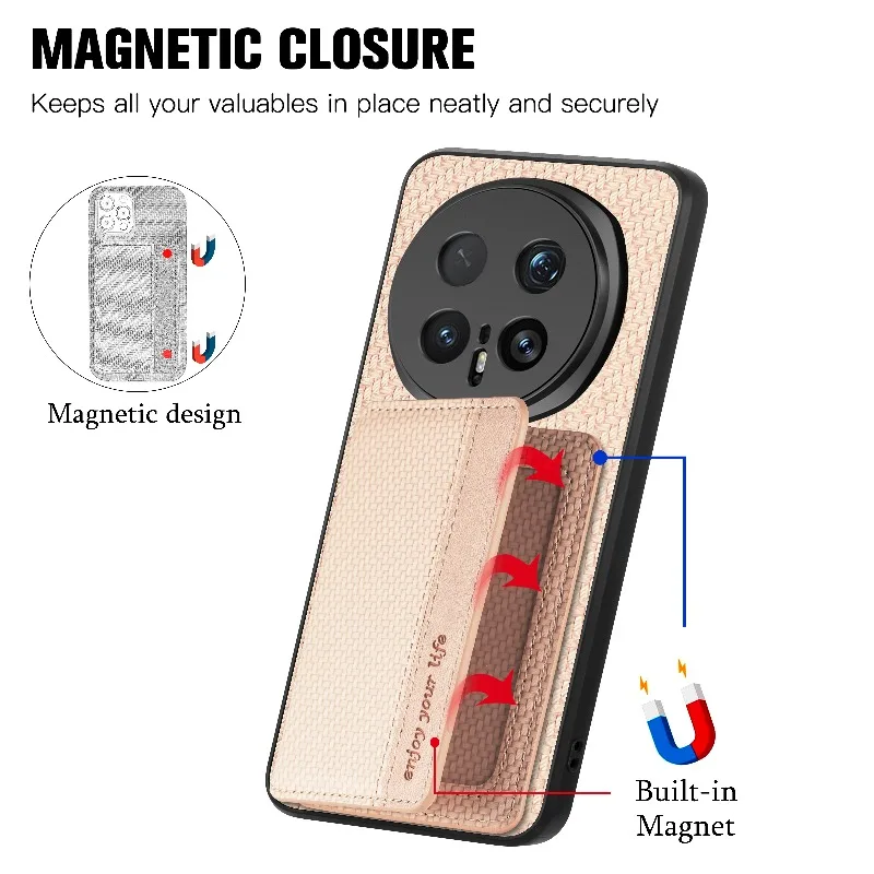 Magic 8 Pro Carbon Fiber Flip Leather Wallet Phone Case with Magnetic Stand