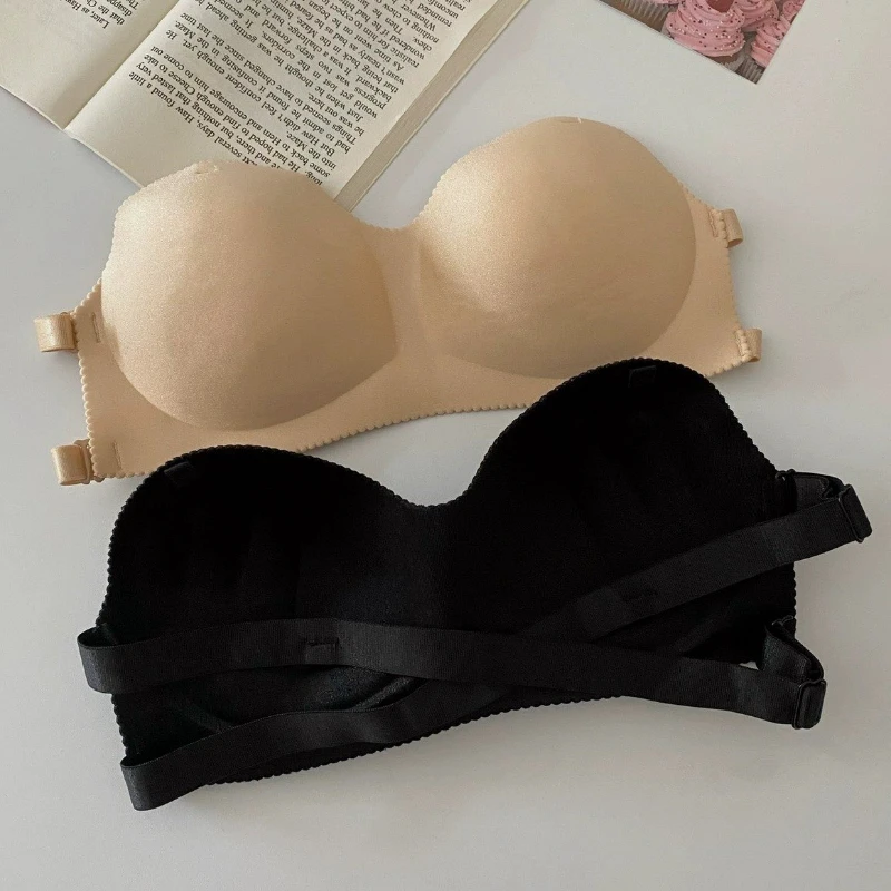 Women Sexy Bras Backless Invisible Strapless Push Up for Female Lingerie Seamless Brassiere No Sewing Bra Black Strapless Bras