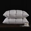 Luxury 2pcs Goose Down Feather Pillows 3D Bread Pleated Neck Protection 100% Cotton Cover Bed Pillow for Sleeping Hotel Quality 3