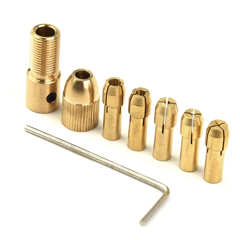 

7pcs/Set Brass Collet Drill Chucks For Electric Motor Shaft Drill Bit Tool Drill Chuck Adapter Rotary Tool 0.5/1.0/1.5/2.5/3.0mm