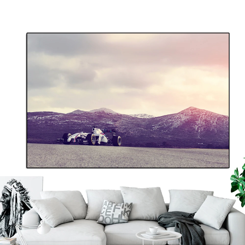 

Formula Grand Prix Racing Poster Print Plateau Snow Mountain Landscape Canvas Painting Luxury Race Car Wall Art Room Home Decor