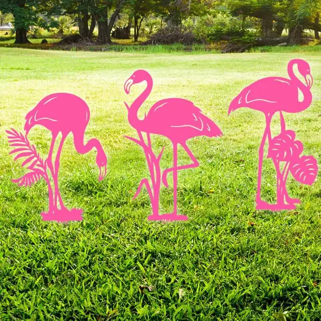 Flamingo Szobrászat Dísz Kerti Gyep Udvar Őrölt Tét Dekoráció Kültéri Fém Szobor Otthoni - Image 2