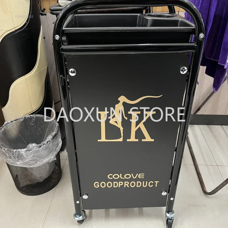 Multi Layer Storage Trolley Retro Barber Shop Iron Salon Trolleys Nordic Beauty Salon Drawers Cart With Wheels Creative Hair Perm And Dye Tool Cart