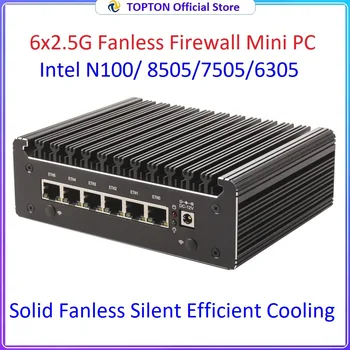 Topton Intel 8505 7505 6305 N100 6x LAN 2.5G Firewall NAS Mini PC DDR4 NVMe 1*COM Type-C pfSense OPNsense Mini Computer Fanless