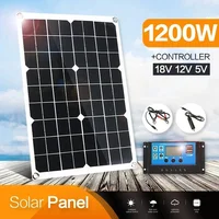 Chargeur de panneau solaire 1200W avec contrôleur 100A, double système de charge de batterie USB 12V pour Camping en plein air, voiture, Yacht, camping-car, randonnée 1